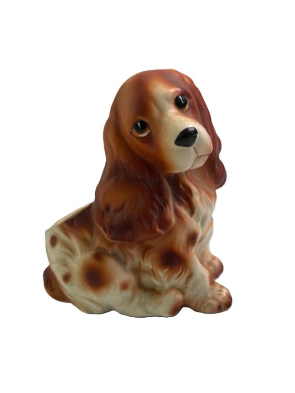 Vintage Napco Ware Cocker Spaniel Dog Ceramic Planter C6717 Foil Label 1950s 5"